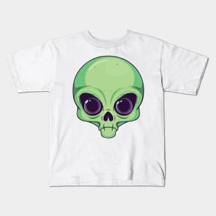 Green Alien Head Kids T-Shirt